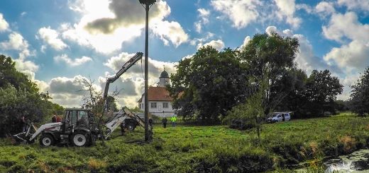 Firma Zang errichtet ein Storchennest in Brome